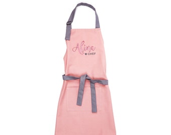 Kids Apron Personalized Apron for Girl Teens and Adults, Pink Apron for Girl Chef Cooking Baking Gift