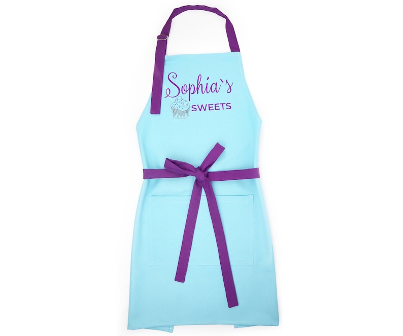 Blue Purple Personalized Apron for Kids Teens and Adults, Apron for Girl 