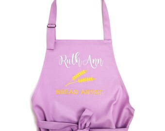 Bread Baker Apron, Bread Baking Gift Artist Apron Hobby Sourdough Personalized with Name Mother Day Housewarming Gift