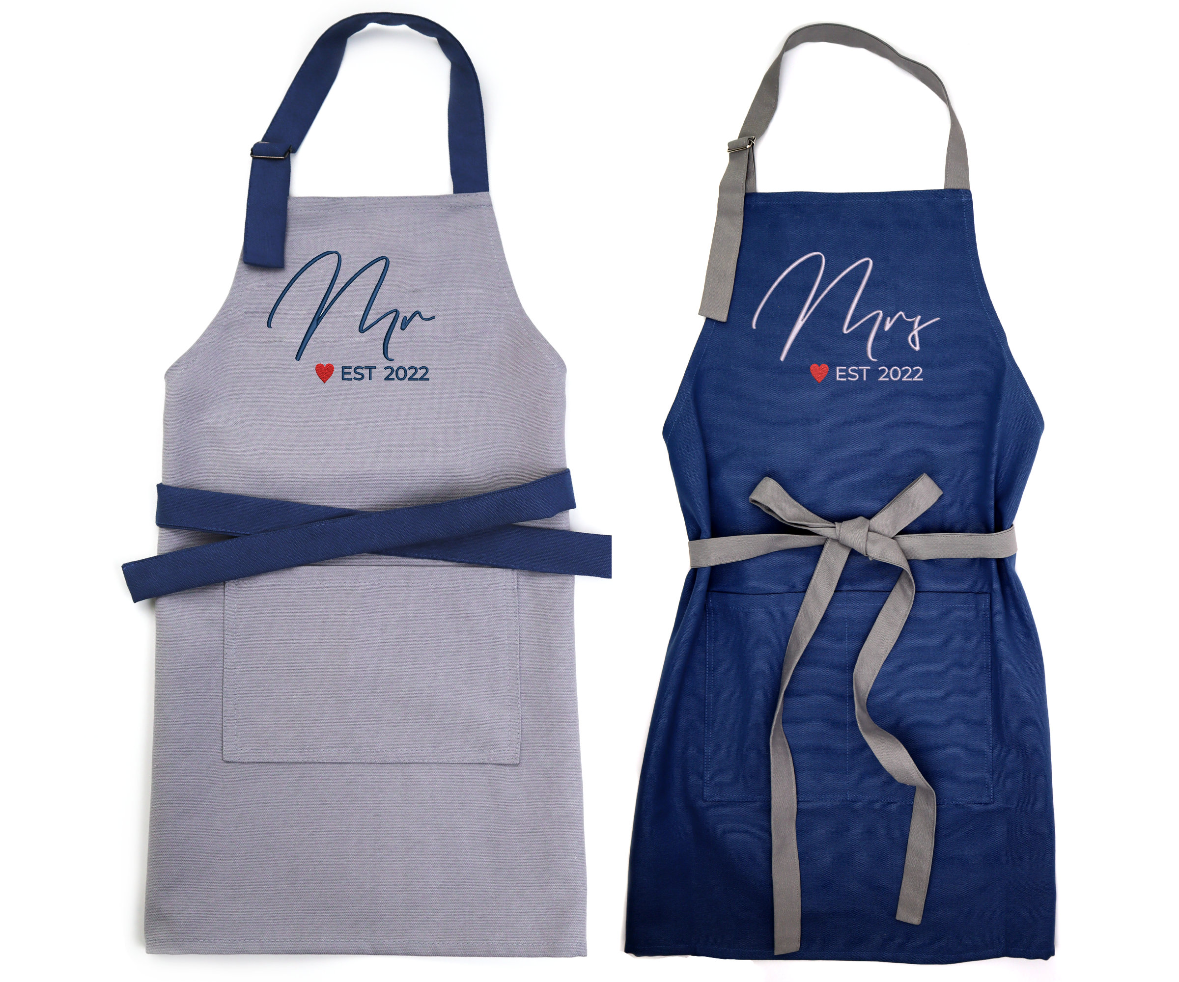 Prazoli His and Her Aprons Mr Mrs Established 2023 Couples Engagement Gifts, Cute Anniversary and Bridal Shower Gift, Apron Set of 2