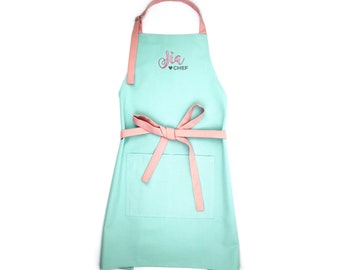 Kids Apron Personalized Girl Baking Cooking Size Kid, Teen, Adult Embroidered Name