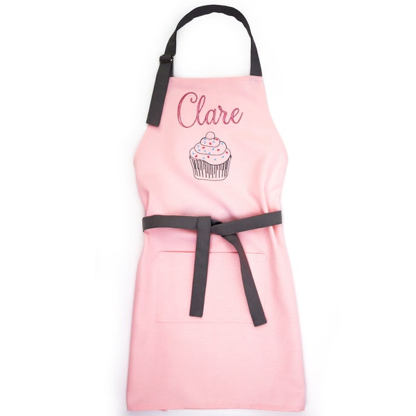 Embroidered Apron Woman with Pocket Personalized Kids, Teens, Adults Size, Custom Name with Pocket