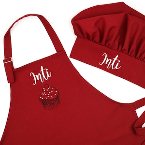 Personalized Kid Apron and Chef Hat Set Girl Chef Party Teenage Apron Hat