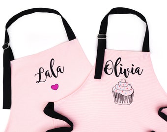 Personalized Apron for Girl Pink Apron for Kids Teens and Adults Cooking Baking Apron