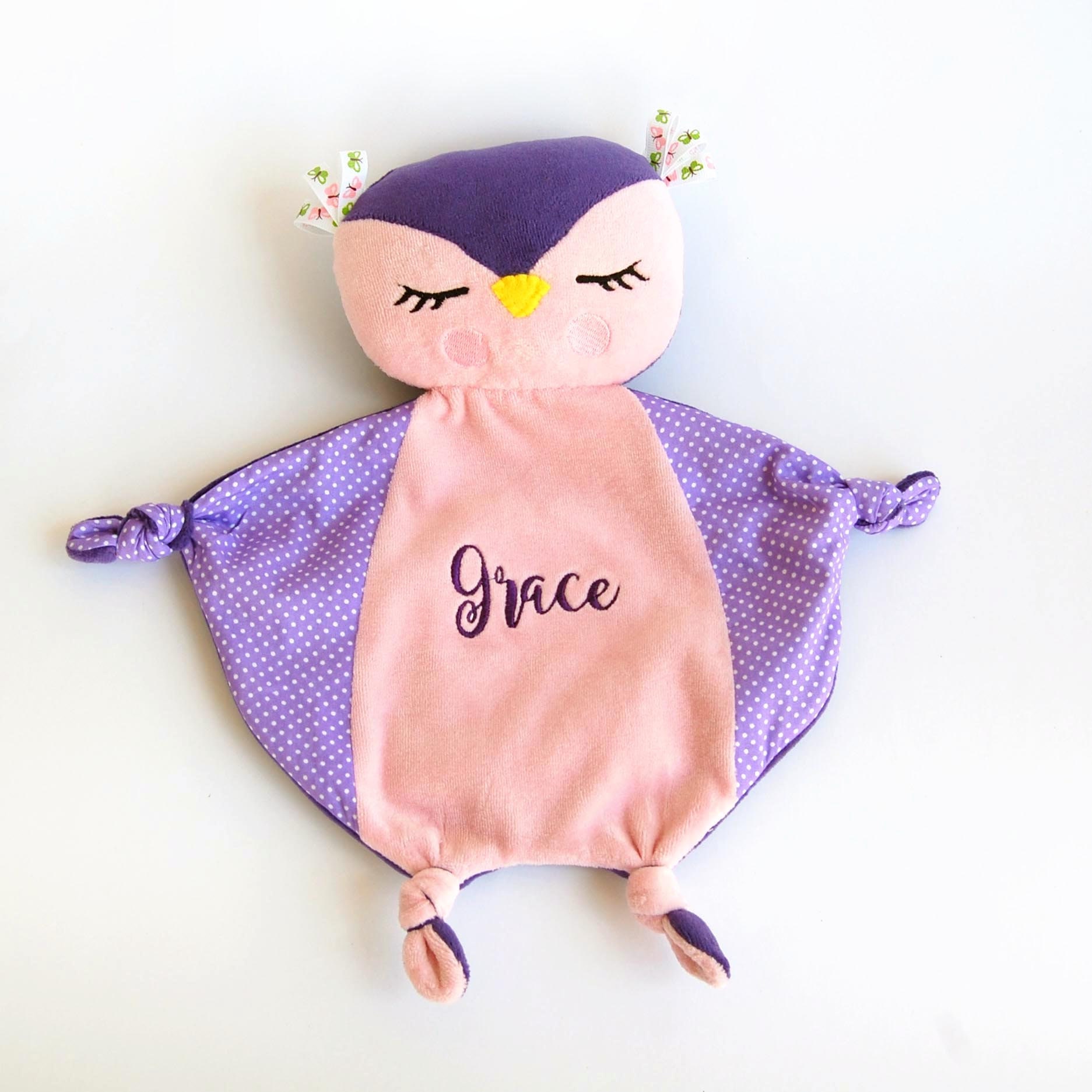 Baby Owl Blanket Personalized Owl Baby Shower Lovey Comforter Etsy