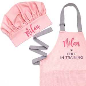 Toddler apron and chef hat Personalized, Cooking apron, Painting Art apron girls SIZES from 1,5 years to Adult