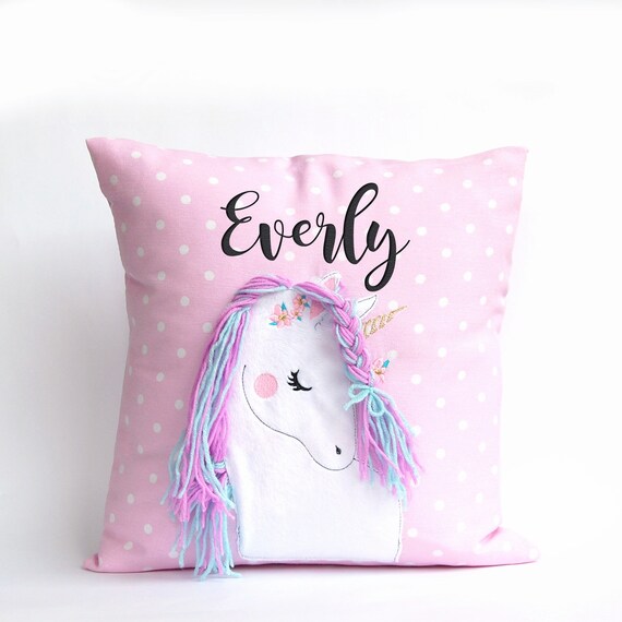 Personalized Unicorn Pillow 16x16 Pillowcase Girls Bed Cushion Etsy