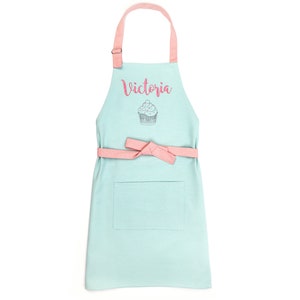 Kids Apron Personalized Apron for Girl Teens and Adults, Mint Cupcake Apron Chef Cooking Baking Gift