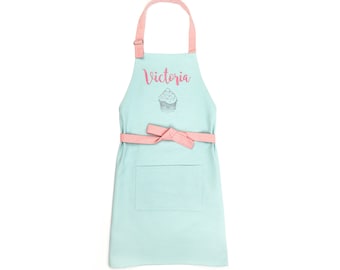 Kids Apron Personalized Apron for Girl Teens and Adults, Mint Cupcake Apron Chef Cooking Baking Gift