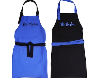 Couple Aprons Set Anniversary Gift for Cooking Kitchen Matching Aprons Mr and Mrs