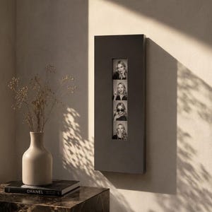 Minimalist Photo Booth Strip Frame, Matte Sandblasted Stainless Steel, Modern Wall Decor
