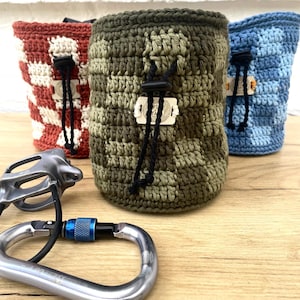 Crochet Chalk Bag for Rock Climbers and Boulderers - Earth Tones