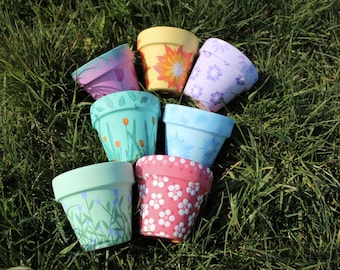 Vaso de flores/plantas pintado à mão