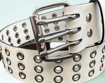 Y2K Clear Plastic Grommet Belt: Silver Studded, Space Age  display picture 2