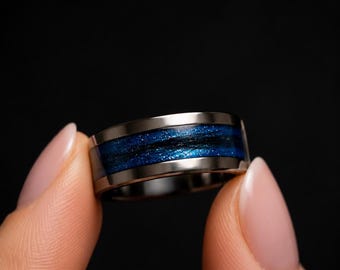 Handcrafted Pet Hair Memorial Ring, Stainless Steel Keepsake Jewelry Ring