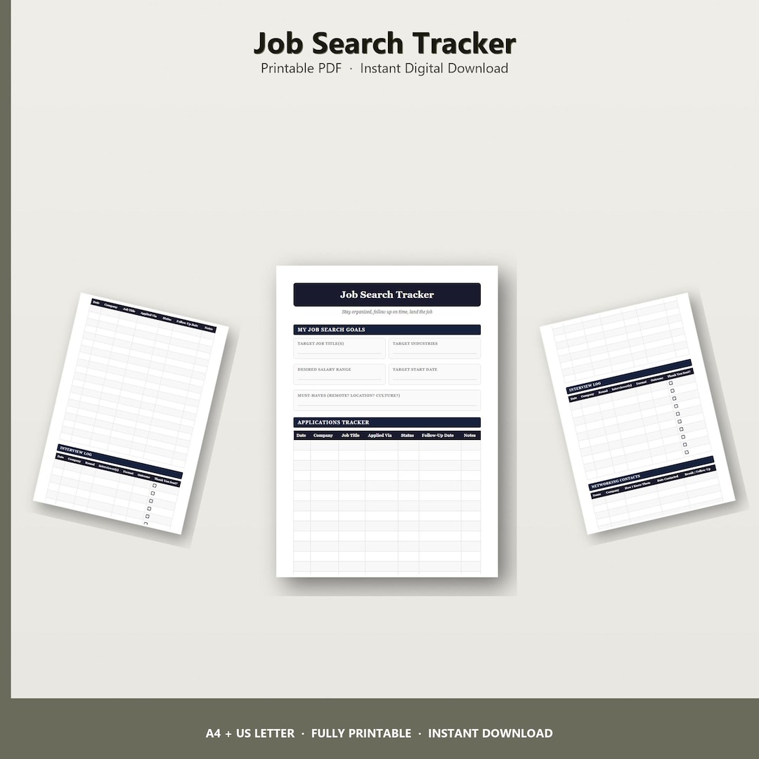 Job Search Tracker Printable | Application Organizer | Instant Download ...