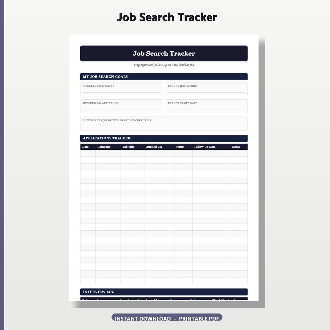 Job Search Tracker Planner | Application & Interview Organizer ...