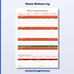 Journal d'entraînement physique | Suivi du poids des répétitions (téléchargement instantané)