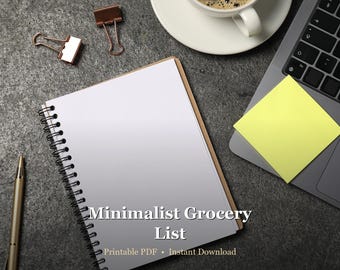 Minimalist Grocery List Printable - Reusable Shopping Organizer