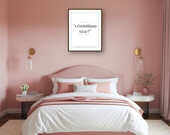 1 Corinthians 13:4-7 Bible Verse Printable Wall Art, Love Digital Download