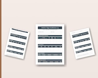 Addiction Trigger Log | Recovery Tracker | HALT Check-in | Instant Download