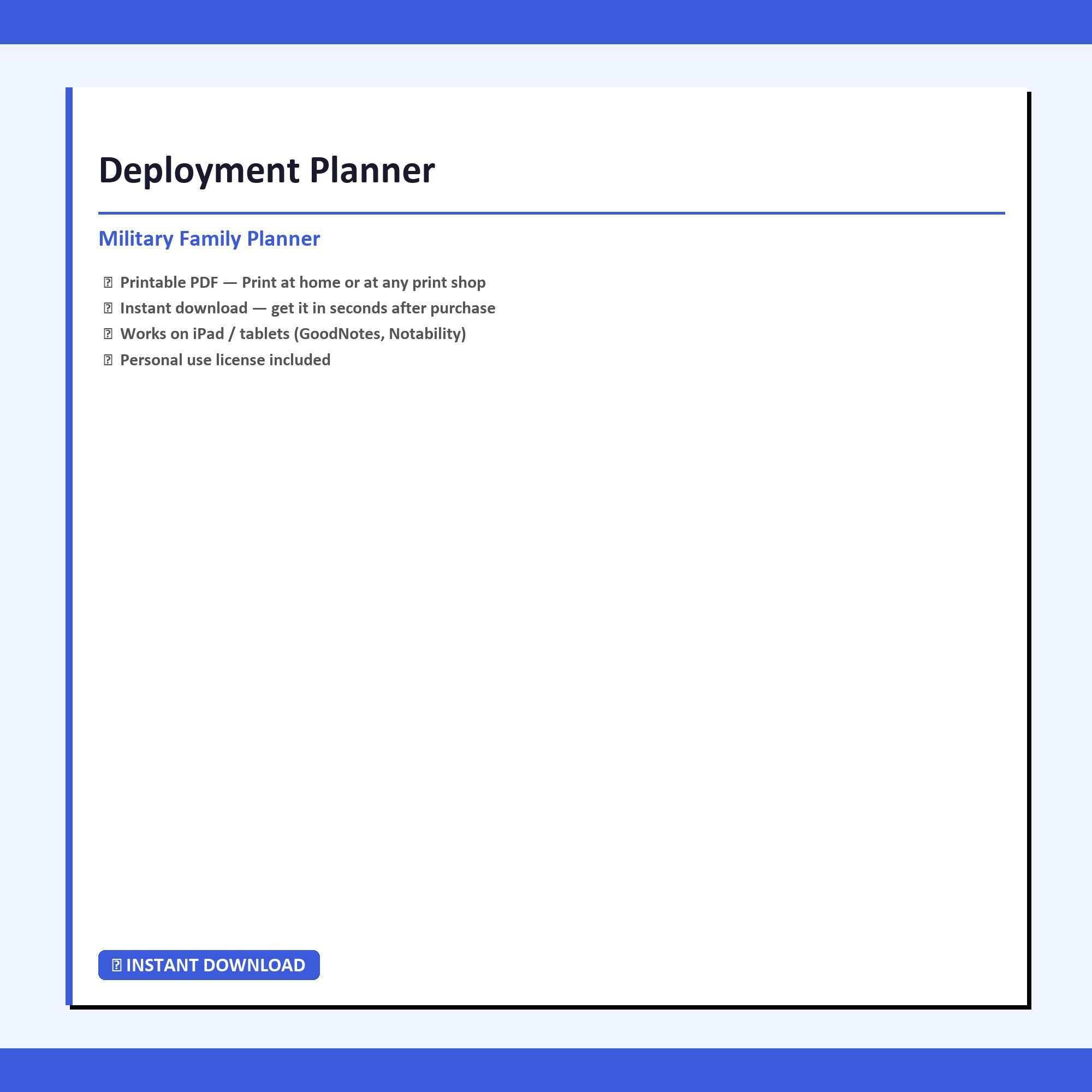 Deployment Planner & Countdown Checklist (digital Download) - Etsy