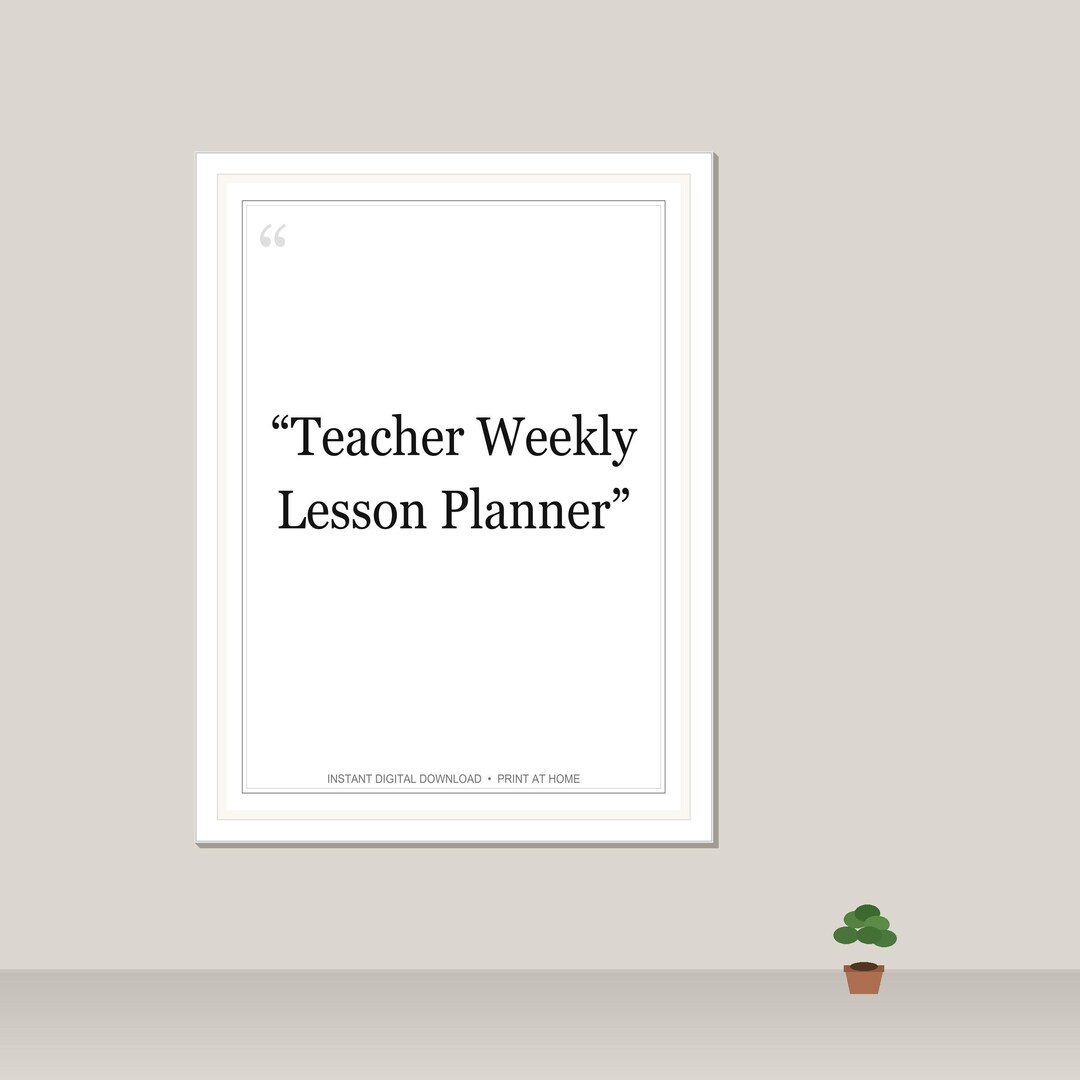 Teacher Weekly Lesson Planner Printable | Assessment Tracker | Instant ...