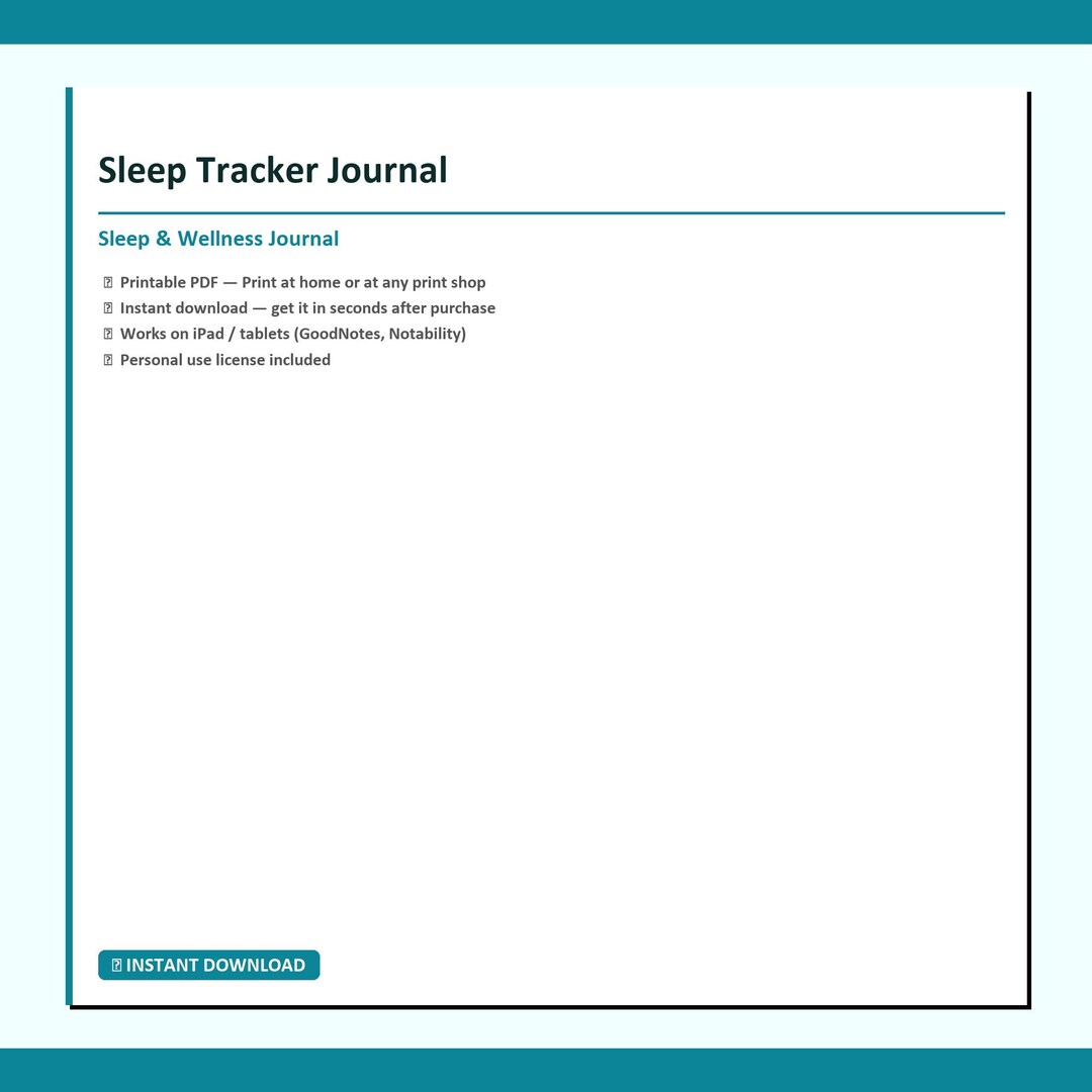 Sleep Tracker Journal Printable | Sleep Quality Log | Sleep Hours ...