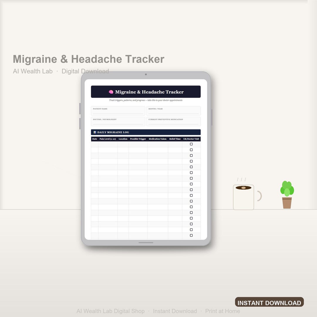Migraine Tracker Printable | Headache Log | Trigger Tracker | Instant ...
