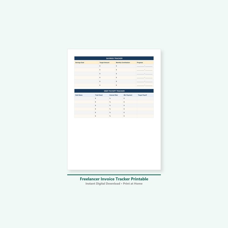 Freelancer Invoice Tracker Printable | Self Employed Income Log ...
