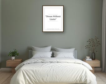 Dream Without Limits Printable Wall Art, Motivational Quote Digital Download