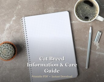 Cat Breed Information & Care Guide Printable | Pet Owner Resource