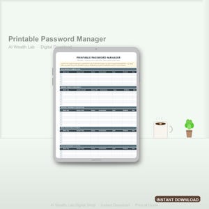 Printable Password Manager | Offline Keeper (Digital Download)