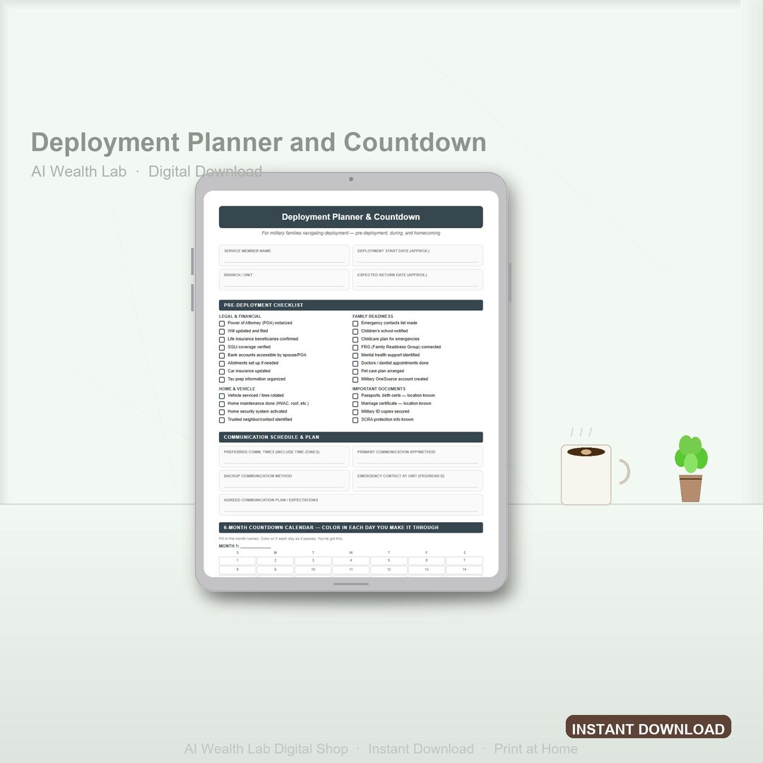 Deployment Planner & Countdown Checklist (digital Download) - Etsy