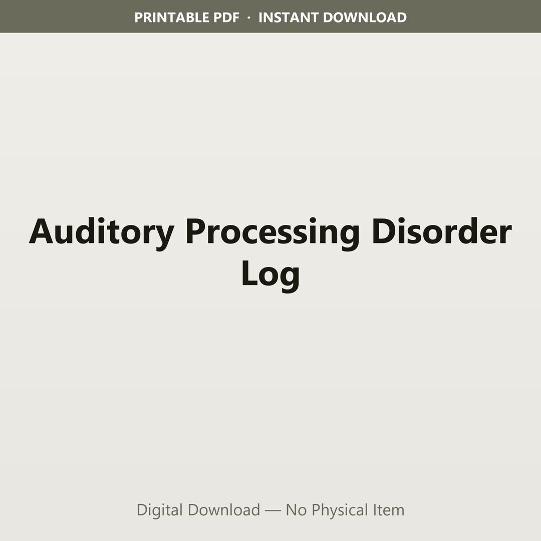 APD Symptom Tracker | Auditory Processing Disorder Log | IEP Planner ...