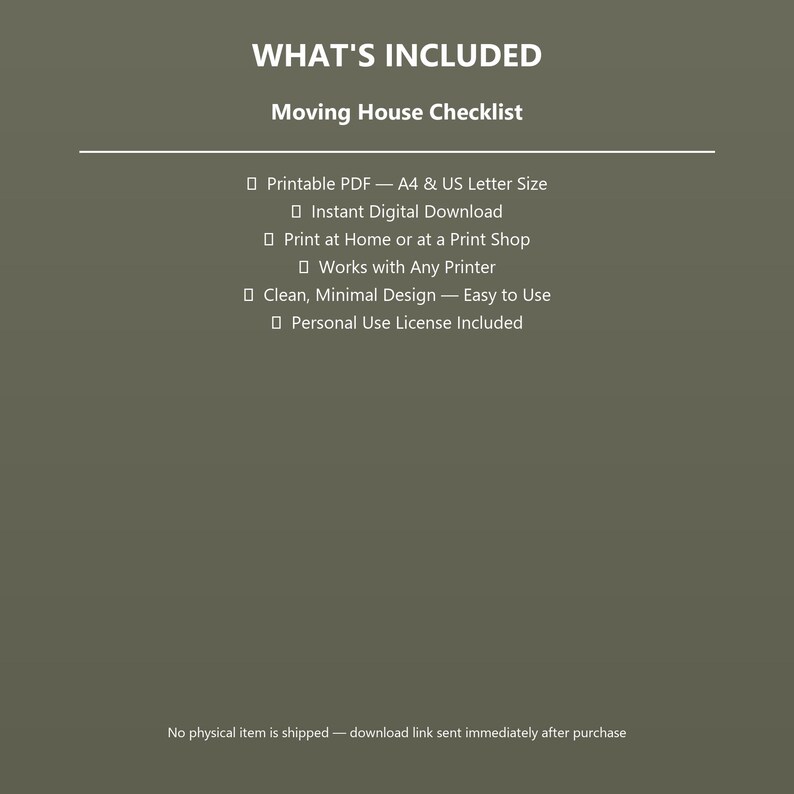 Moving House Checklist Printable | Relocation Planner | Instant ...