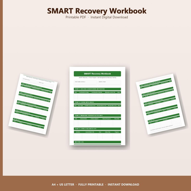SMART Recovery Workbook | 4-point Program Printable | DISARM Urges ...