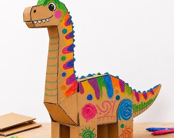 DIY Cardboard Dinosaur Template, DIY Craft Pattern, DIY Dino toy, Craft for kids, building toy (Pdf print download)