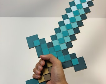 Sjabloon DIY-pixelzwaard, kartonnen patroon, kartonnen pixelsjabloon (pdf-download)