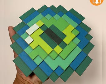 DIY Pixel Eye of Ender Template, Cardboard Pattern, Pixel Cardboard Template (Pdf print download)