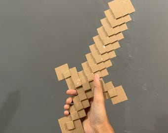 DIY Pixel Sword Template, Cardboard Pattern, Pixel Cardboard Template (Pdf print download)