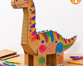 DIY Cardboard Dinosaur Template, DIY Craft Pattern, DIY Dino toy, Craft for kids, building toy (Pdf print download)