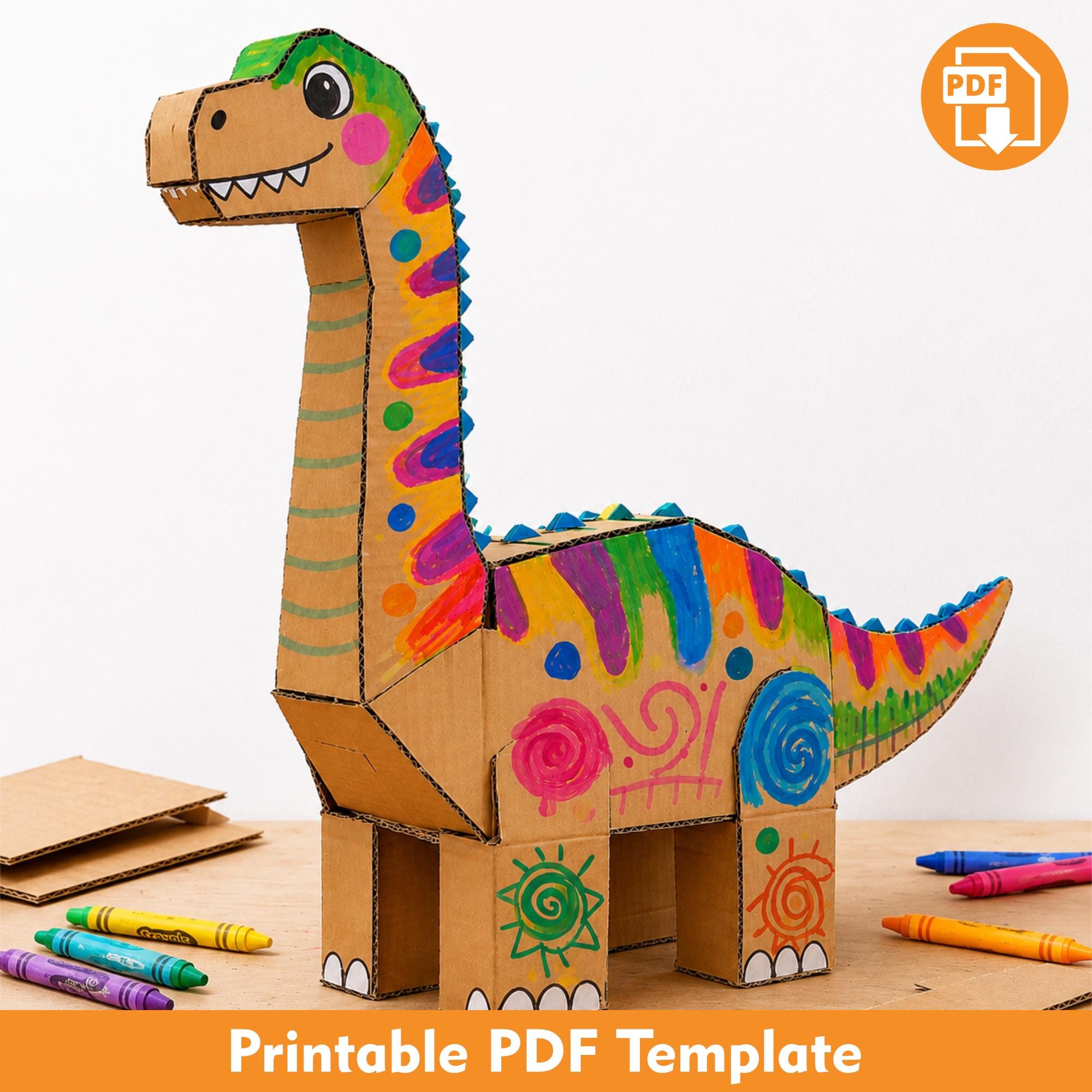 40 Adorable Cardboard Crafts For Kids 30 DIY Cardboard Dinosaur Template, DIY Craft Pattern, DIY Dino toy,…