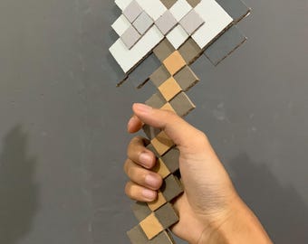 DIY Cardboard Pixel Axe Template, DIY Craft Pattern, DIY Pixel Weapon, Craft for kids, building toy (Pdf print download)