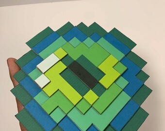 DIY Pixel Eye of Ender Template, Cardboard Pattern, Pixel Cardboard Template (Pdf print download)