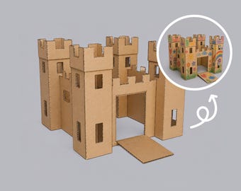 DIY Cardboard Castle Template, DIY Craft Pattern, Craft for kids, building toy (Pdf print download)