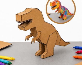 DIY Cardboard Dinosaur Template, DIY Craft Pattern, DIY Dino toy, Craft for kids, building toy (Pdf print download)