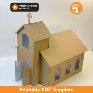 DIY Cardboard Church Template, DIY Craft Pattern, Craft for kids, Church Craft, building toy (Pdf print download)