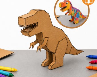 DIY Cardboard Dinosaur Template, DIY Craft Pattern, DIY Dino toy, Craft for kids, building toy (Pdf print download)