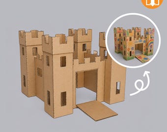 DIY Cardboard Castle Template, DIY Craft Pattern, Craft for kids, building toy (Pdf print download)